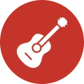 Music notes icon on red circle