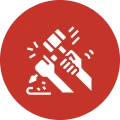 Music notes icon on red circle