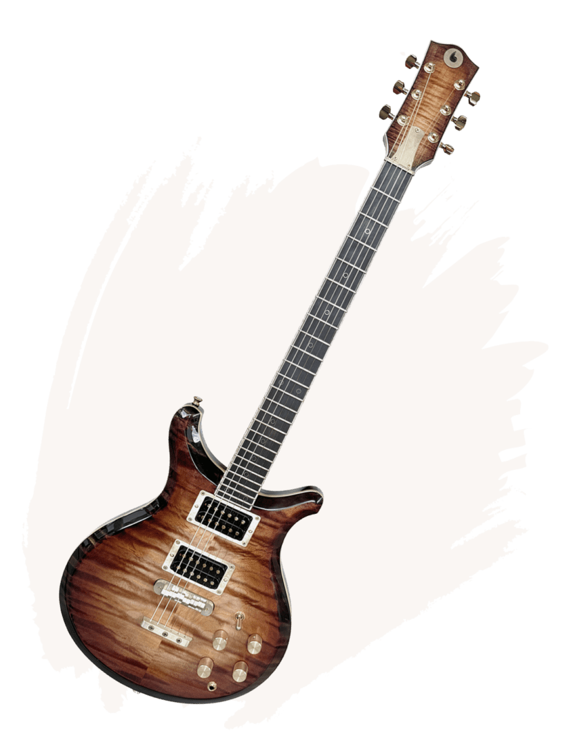 Flamed maple top electric guitar on brushstroke